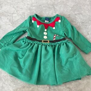 Old Navy Green and Red Elf baby dress 3-6m